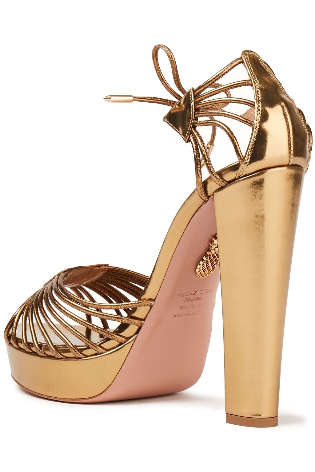 AQUAZZURA Josephine 130 metallic leather platform sandals