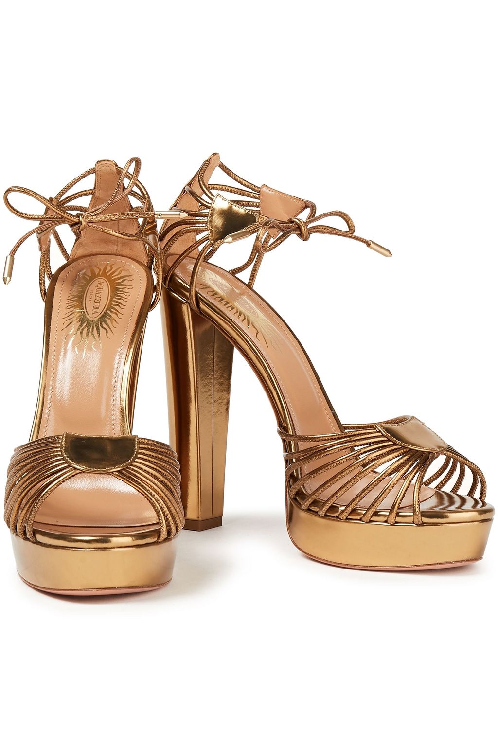 AQUAZZURA Josephine 130 metallic leather platform sandals