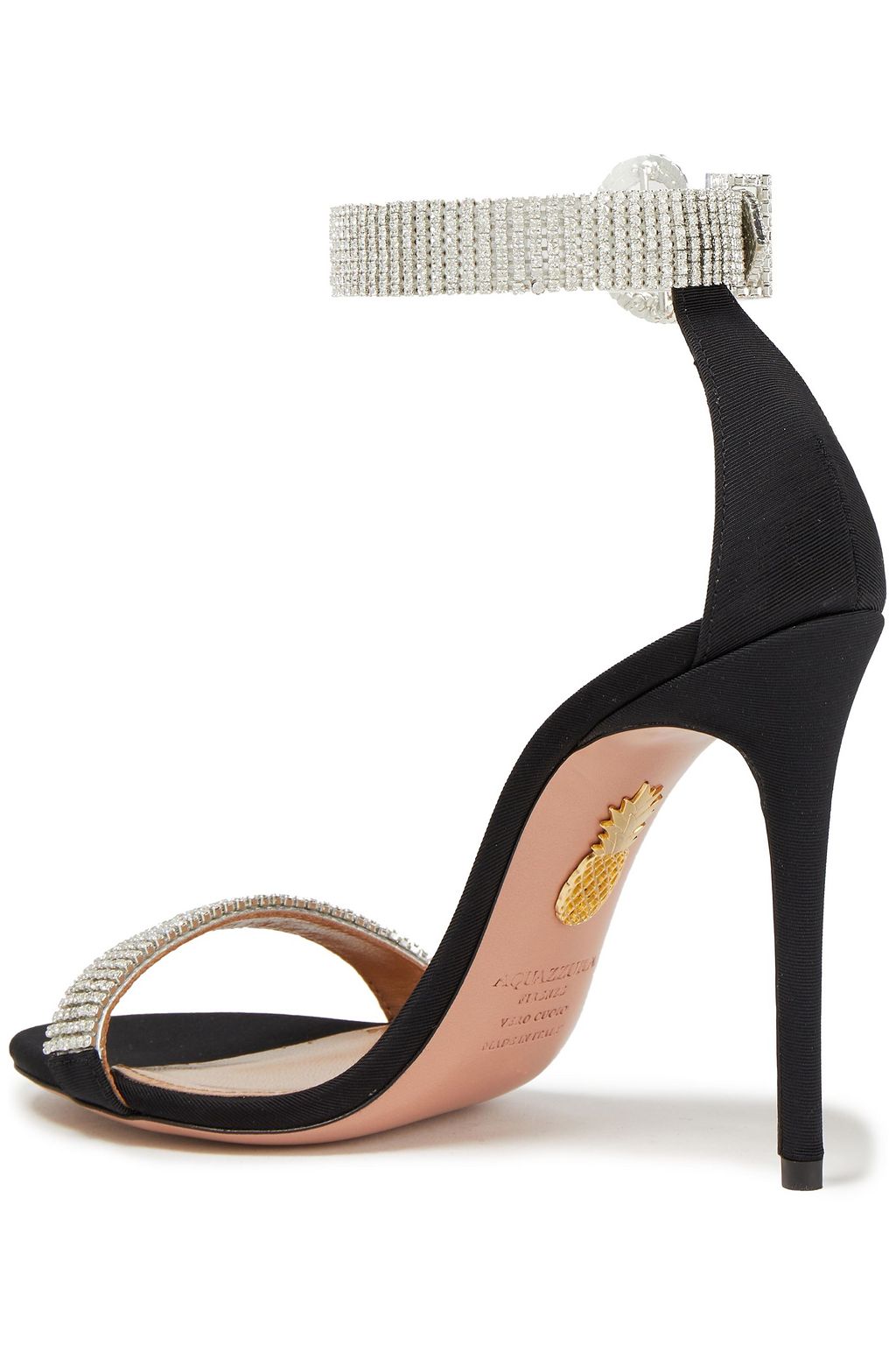 AQUAZZURA Chain Reaction 105 crystal-embellished grosgrain sandals