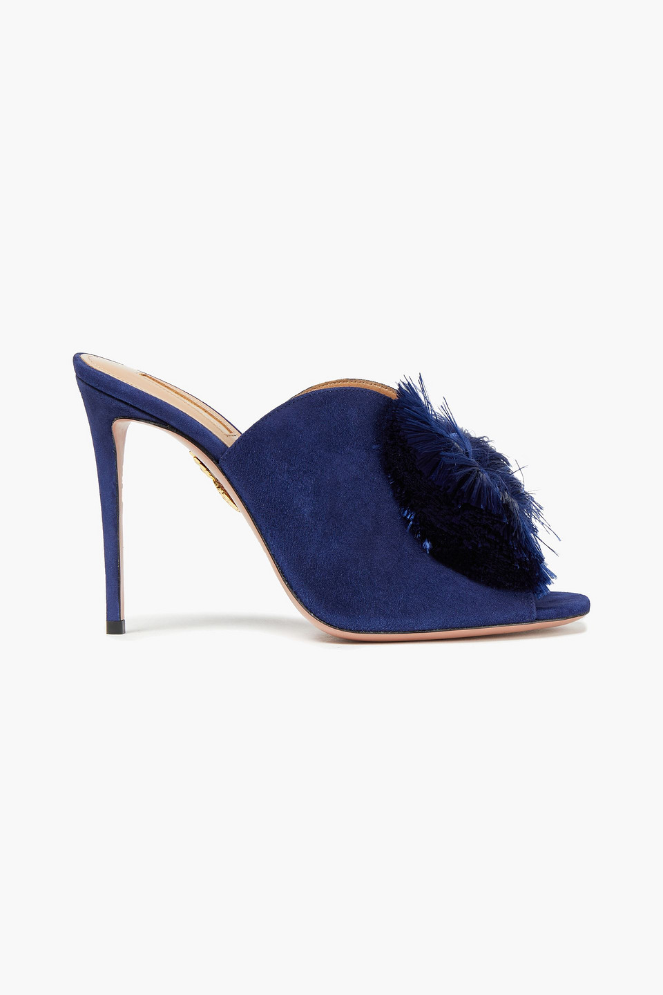 Aquazzura Woman Lotus Blossom 105 Tasseled Suede Mules Royal Blue Size 35