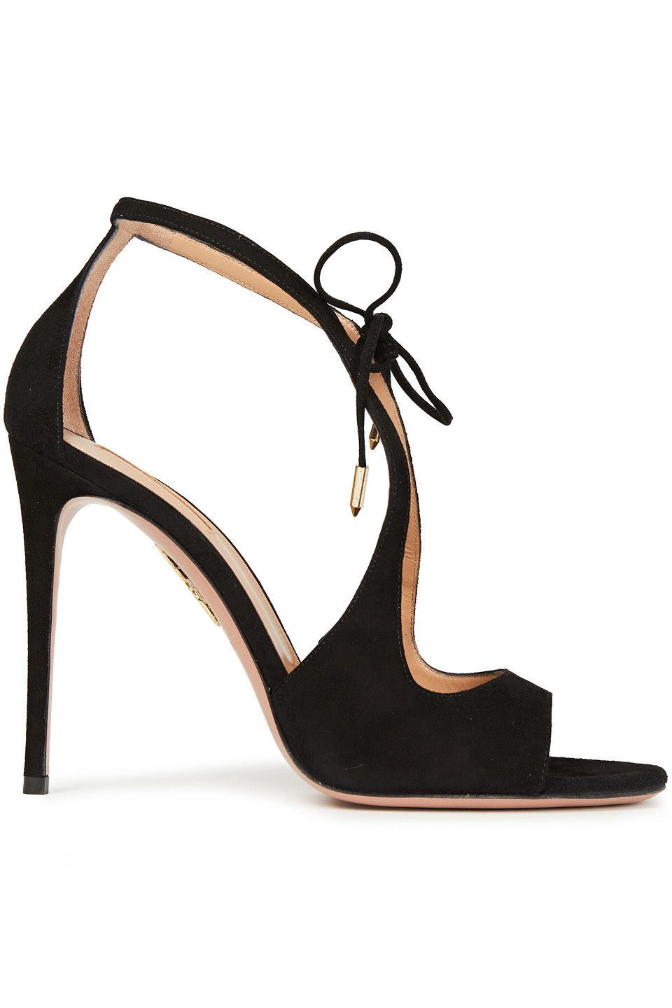 Aquazzura Woman Oscar 105 Suede Sandals Black Size 40