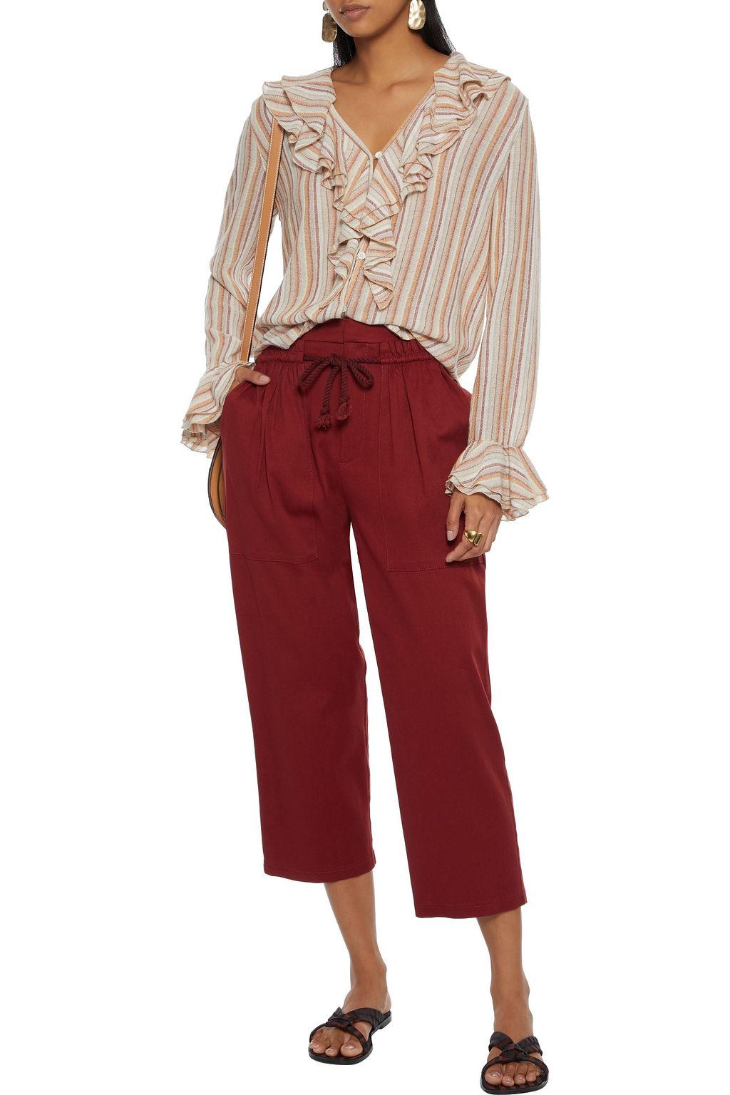 SEE BY CHLOÉ Ruffled striped gauze blouse
