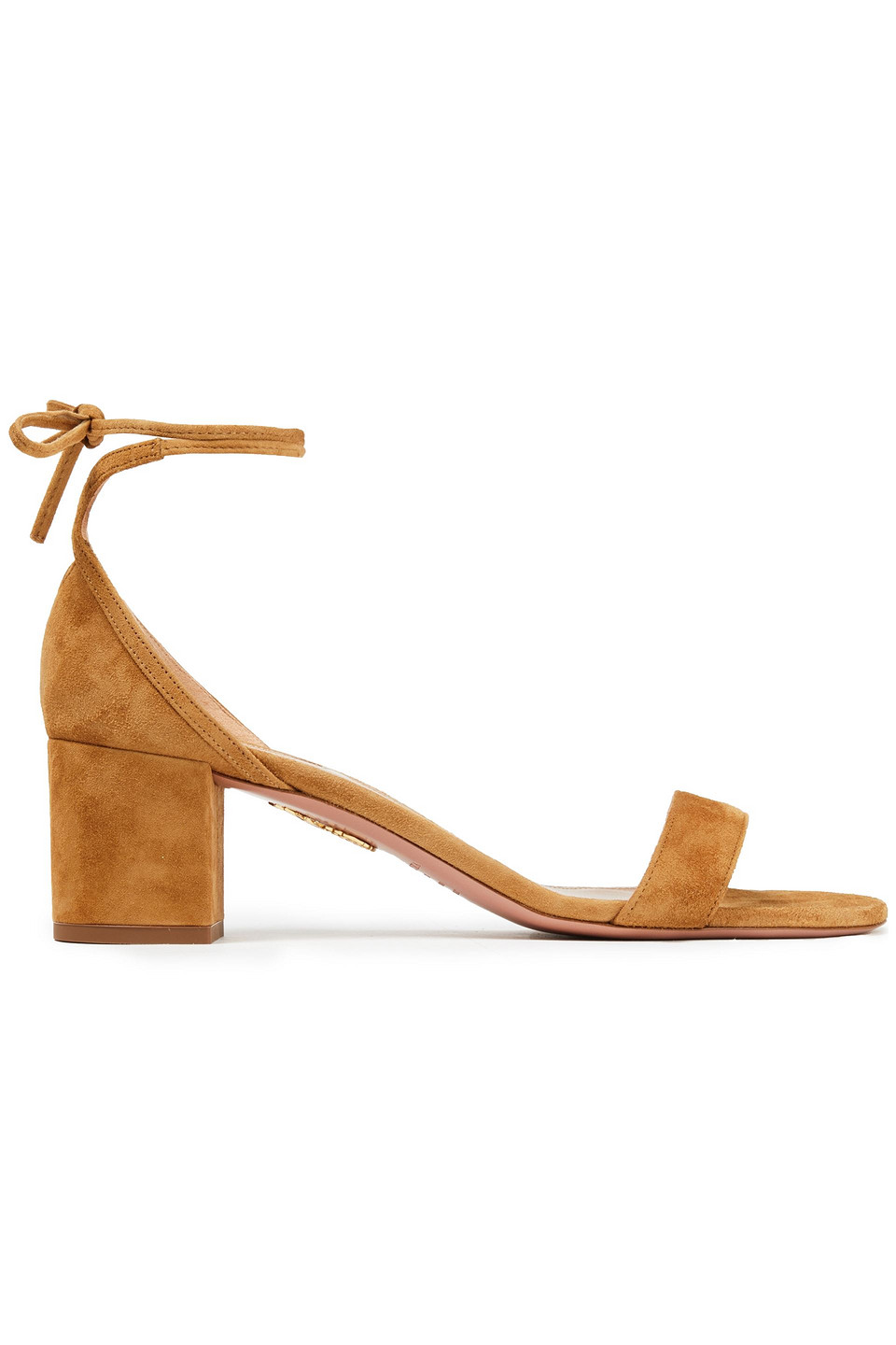 Aquazzura Woman City 50 Suede Sandals Camel Size 41