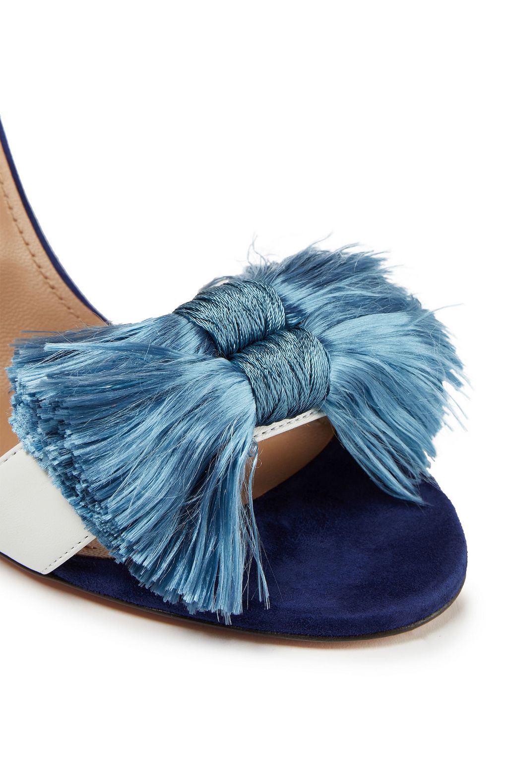 AQUAZZURA Lotus Blossom 105 tasseled leather and suede sandals