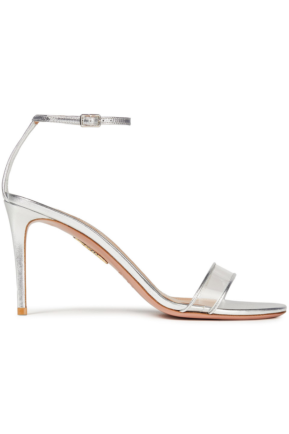 Aquazzura Woman Minimalist 85 Pvc And Metallic Leather Sandals Silver Size 35