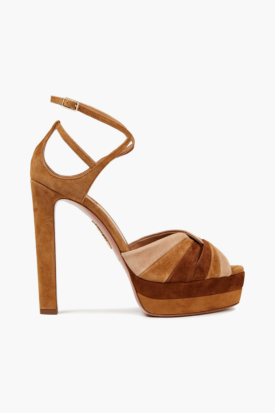 Aquazzura Woman Twisted Color-block Suede Sandals Camel Size 38