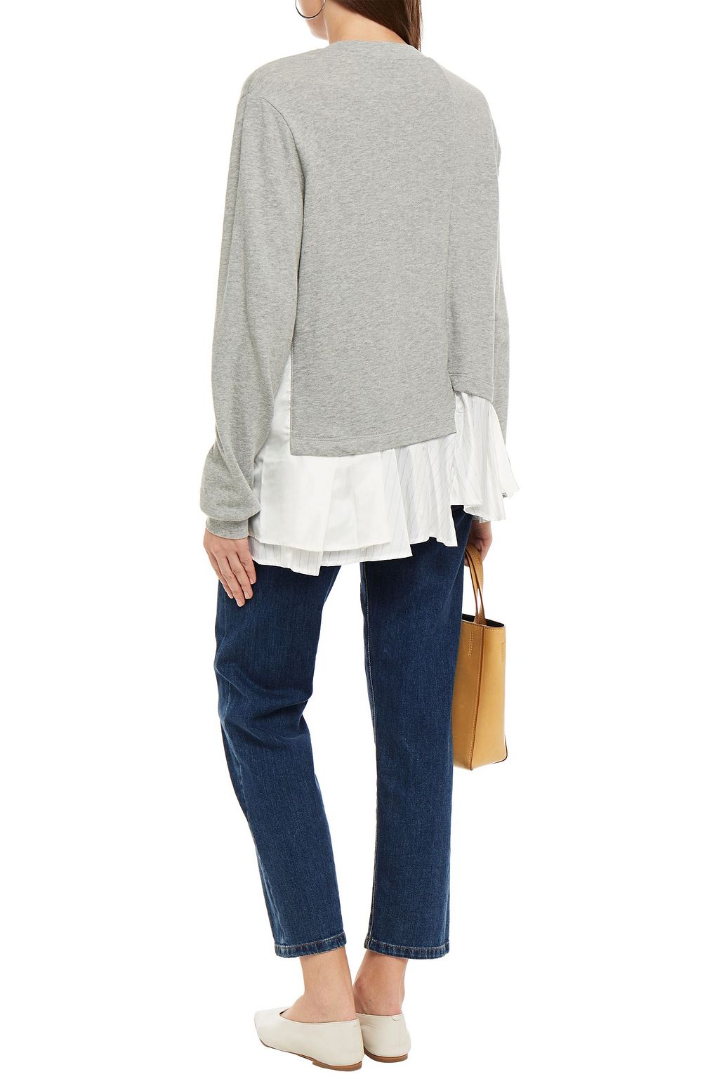 CLU Pleated shell-paneled French cotton-terry sweatshirt