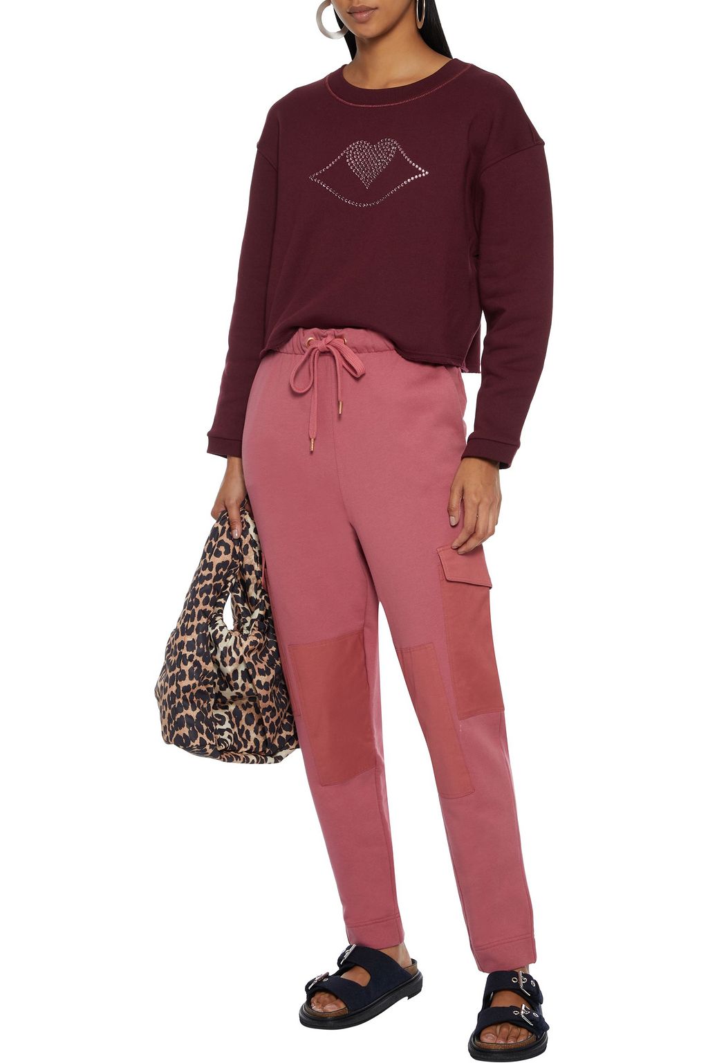 SEE BY CHLOÉ Twill-appliquéd French cotton-terry track pants