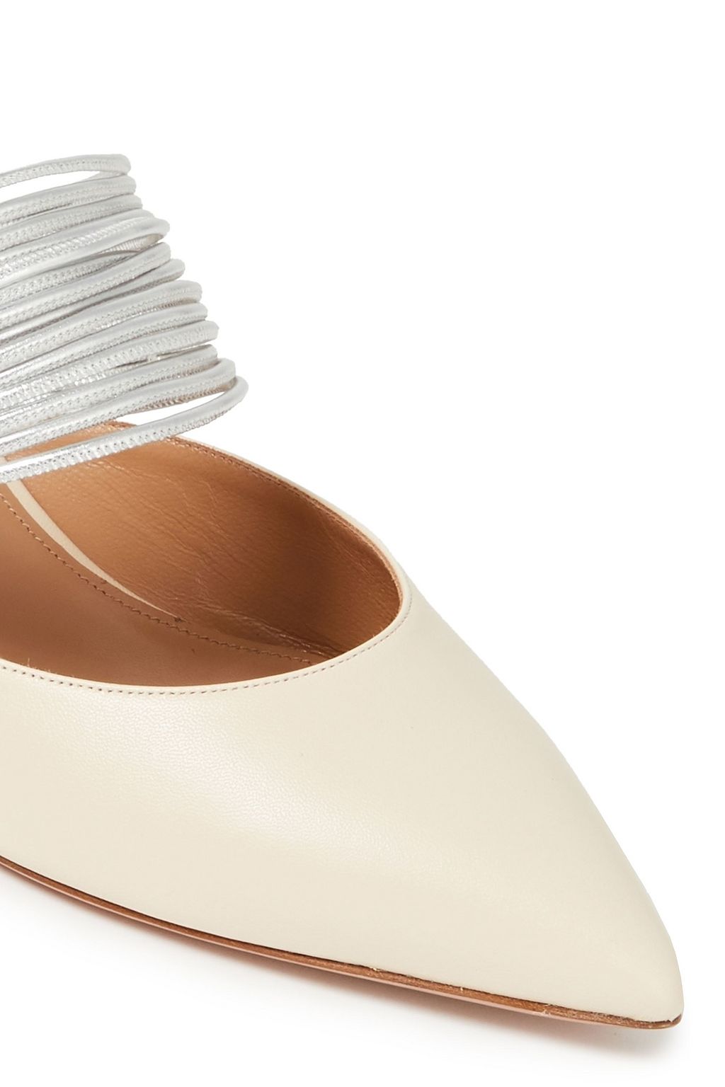 AQUAZZURA Rendez Vous 45 smooth and metallic faux leather mules