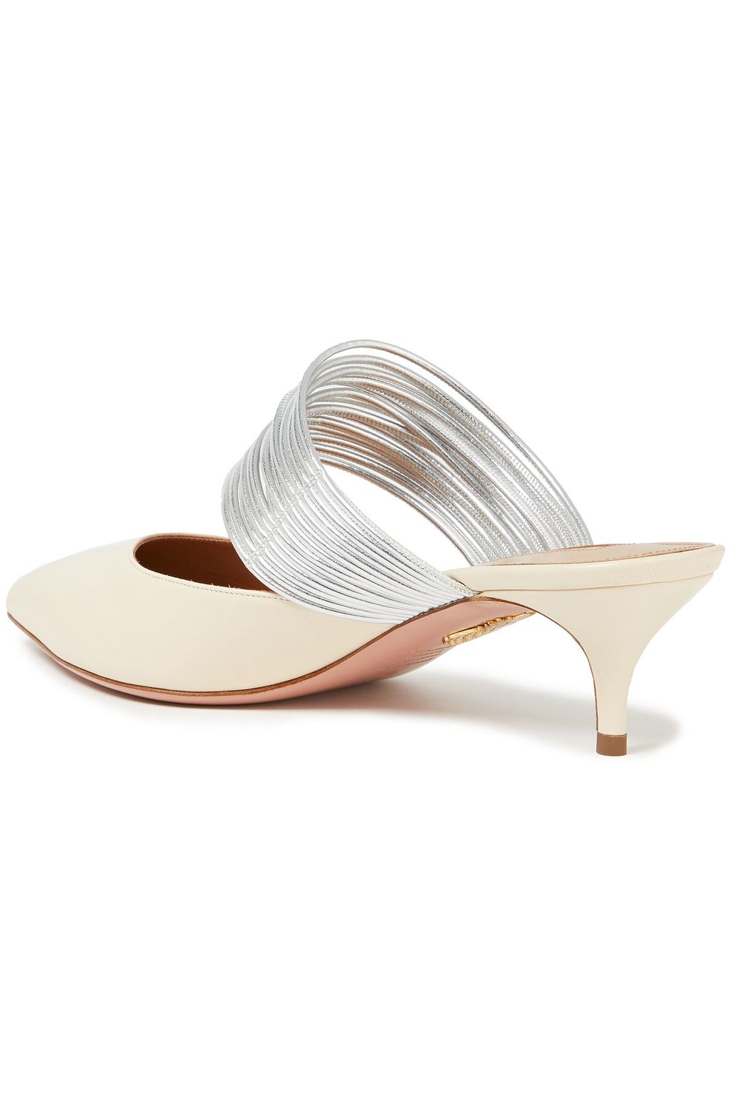 AQUAZZURA Rendez Vous 45 smooth and metallic faux leather mules