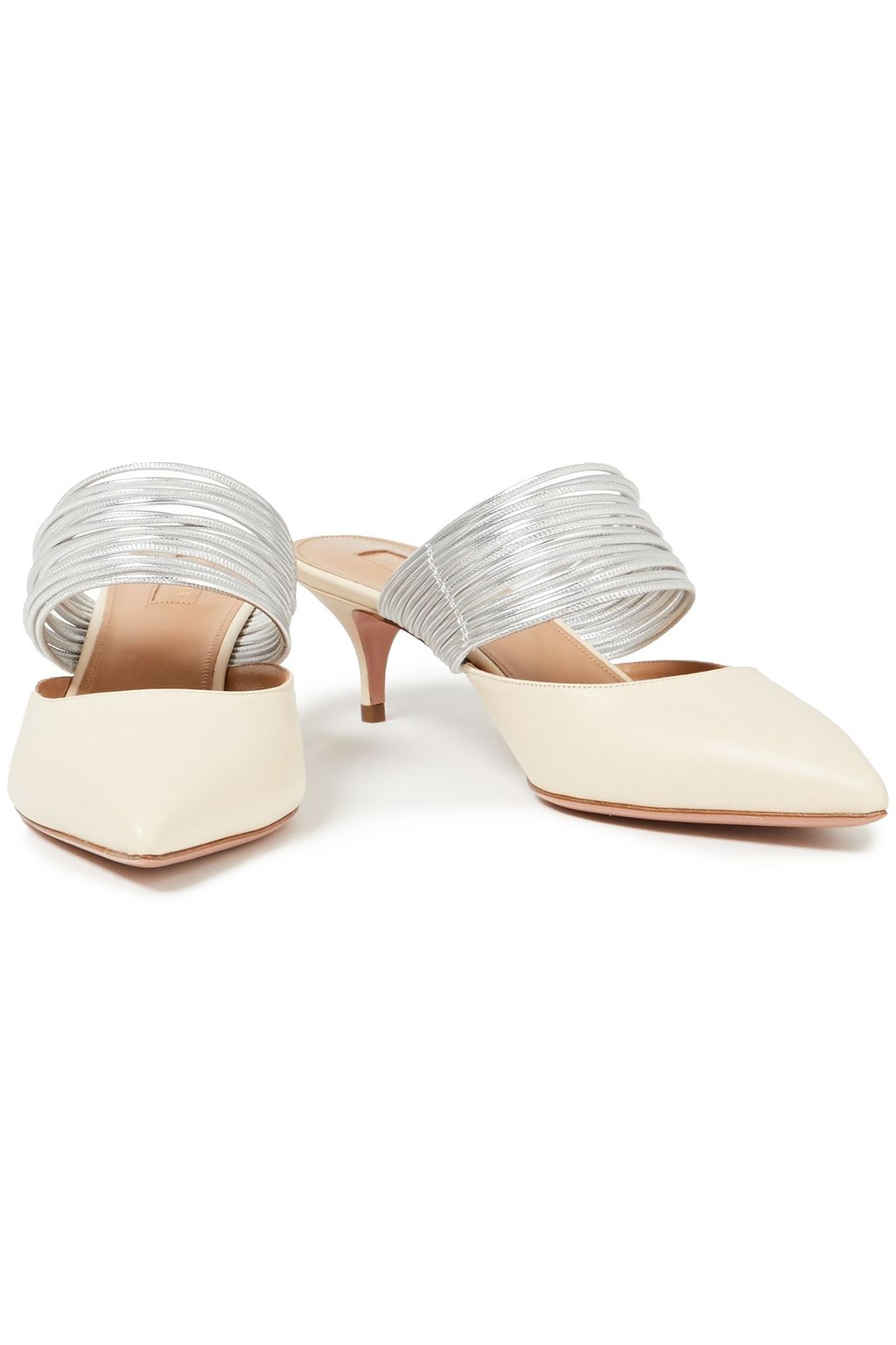 AQUAZZURA Rendez Vous 45 smooth and metallic faux leather mules
