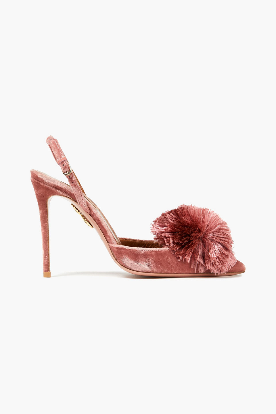 Aquazzura Woman Powder Puff 105 Velvet Slingback Pumps Antique Rose Size 35.5