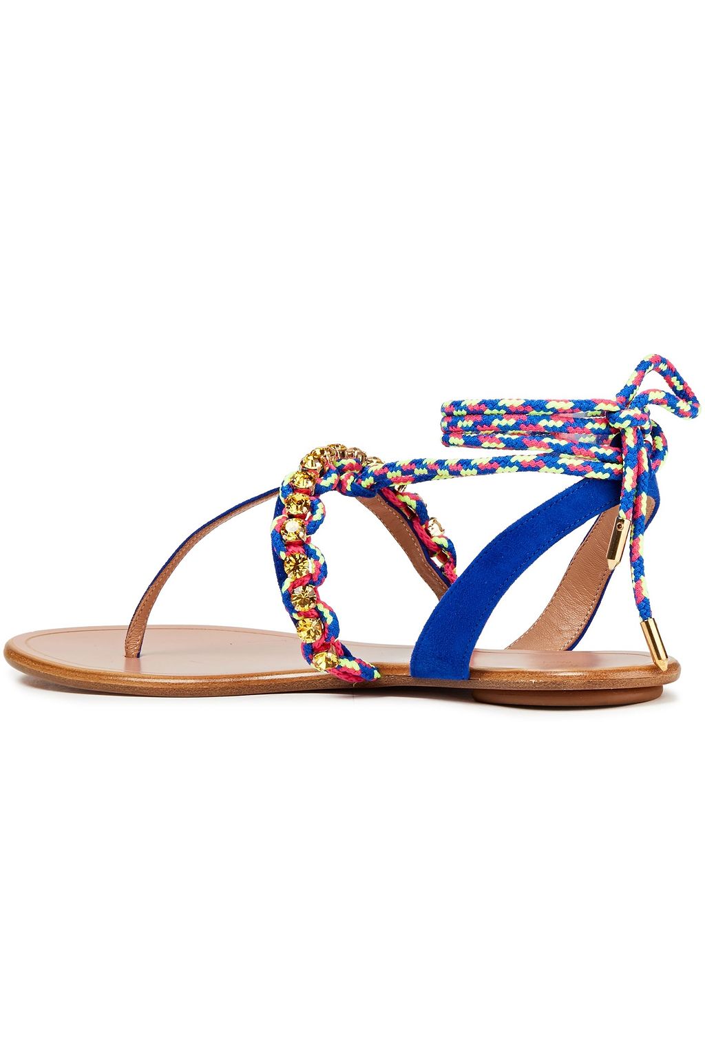 AQUAZZURA Surf verzierte Sandalen aus geflochtener Kordel und Veloursleder
