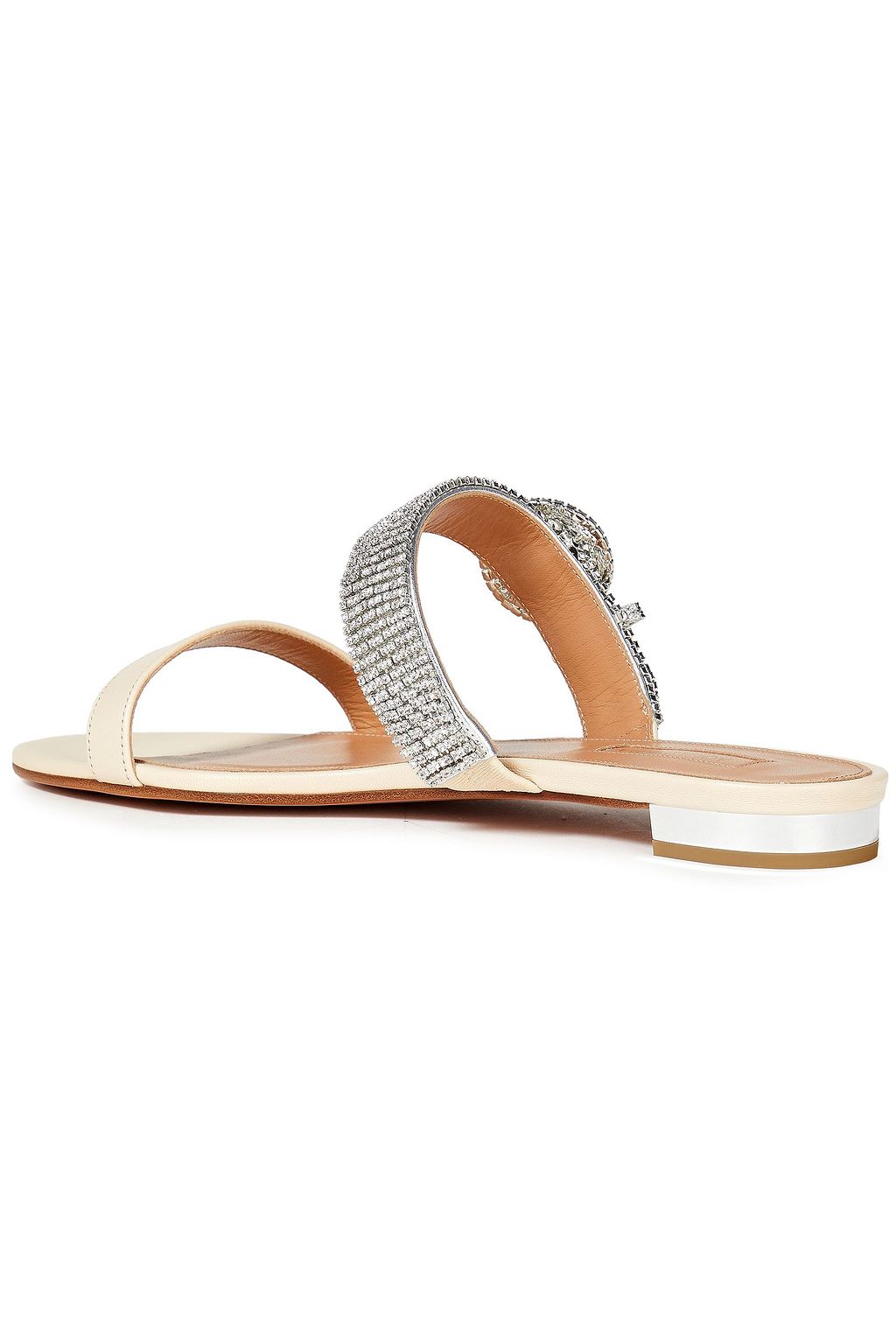 AQUAZZURA Chain Reaction Sandalen aus Leder mit Kristallverzierung