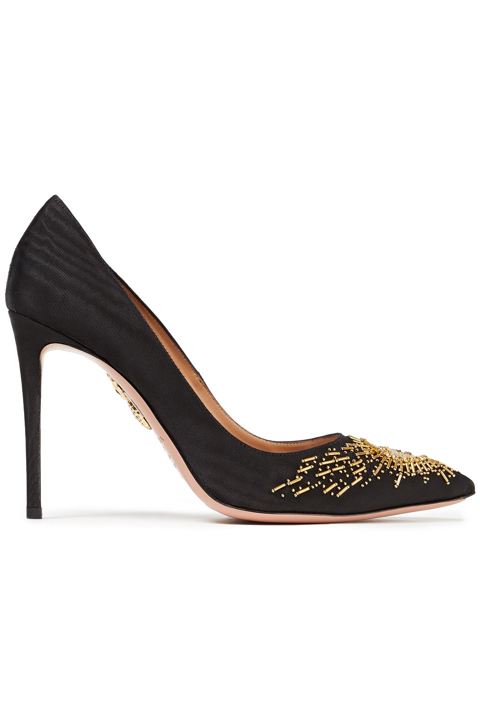 Aquazzura Woman Sunlight 105 Embellished Moire Pumps Black Size 38.5