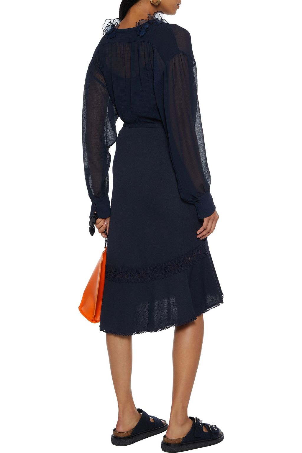 SEE BY CHLOÉ Floral-appliquéd georgette shirt
