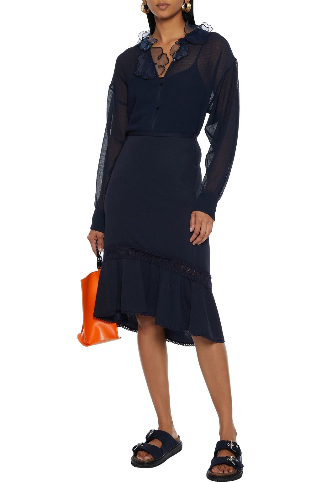 SEE BY CHLOÉ Floral-appliquéd georgette shirt