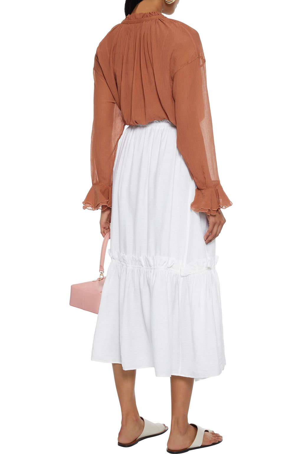 SEE BY CHLOÉ Ruffle-trimmed crinkled-voile midi skirt
