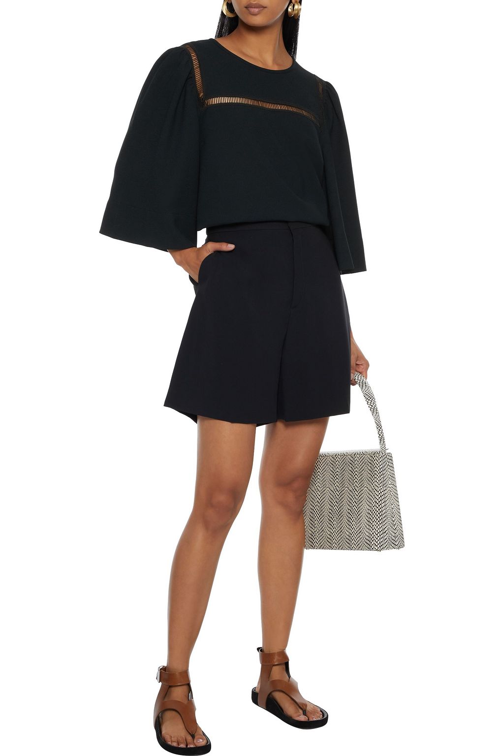 SEE BY CHLOÉ Lattice-trimmed crepe top