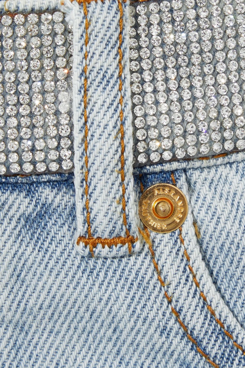 ALEXANDRE VAUTHIER Frayed crystal-embellished denim shorts