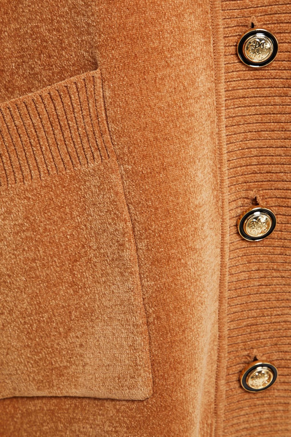CLAUDIE PIERLOT Millo paneled ribbed-knit and chenille cardigan
