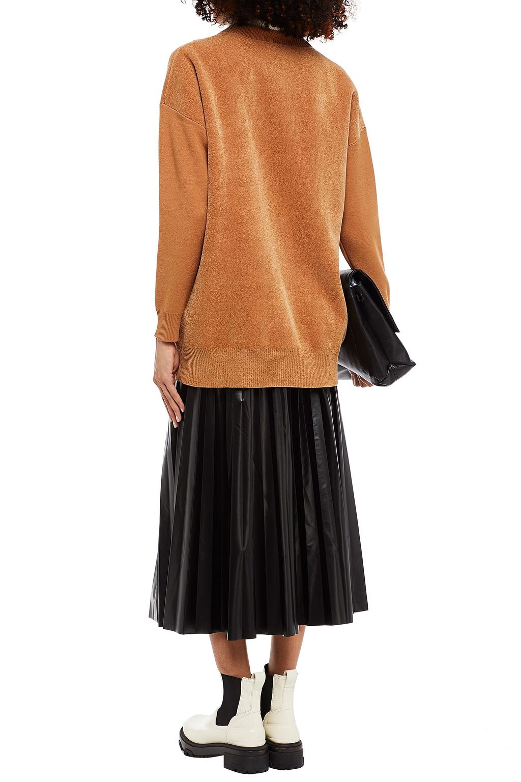 CLAUDIE PIERLOT Millo paneled ribbed-knit and chenille cardigan