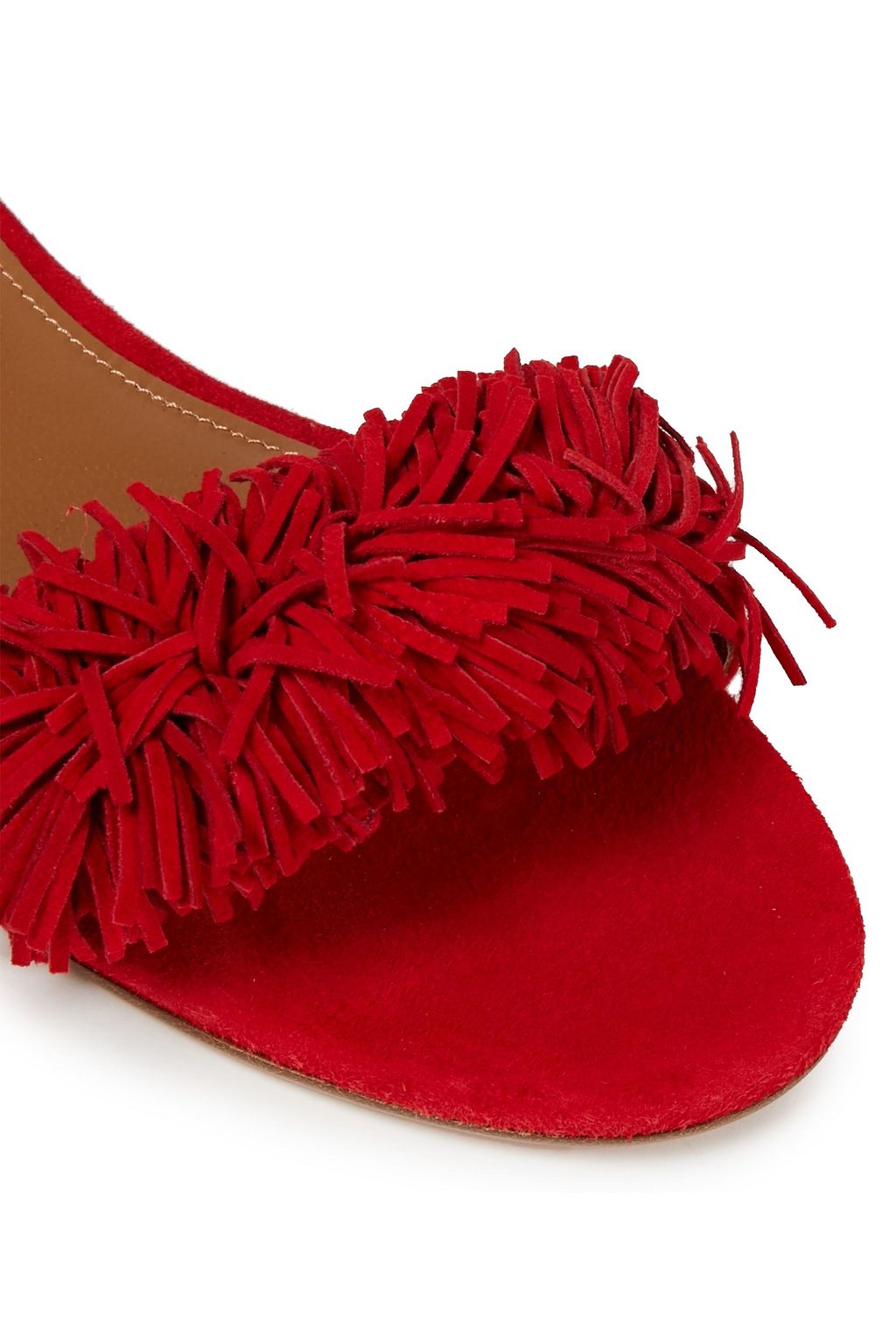 AQUAZZURA Wild Thing Pantoletten aus Veloursleder mit Fransen