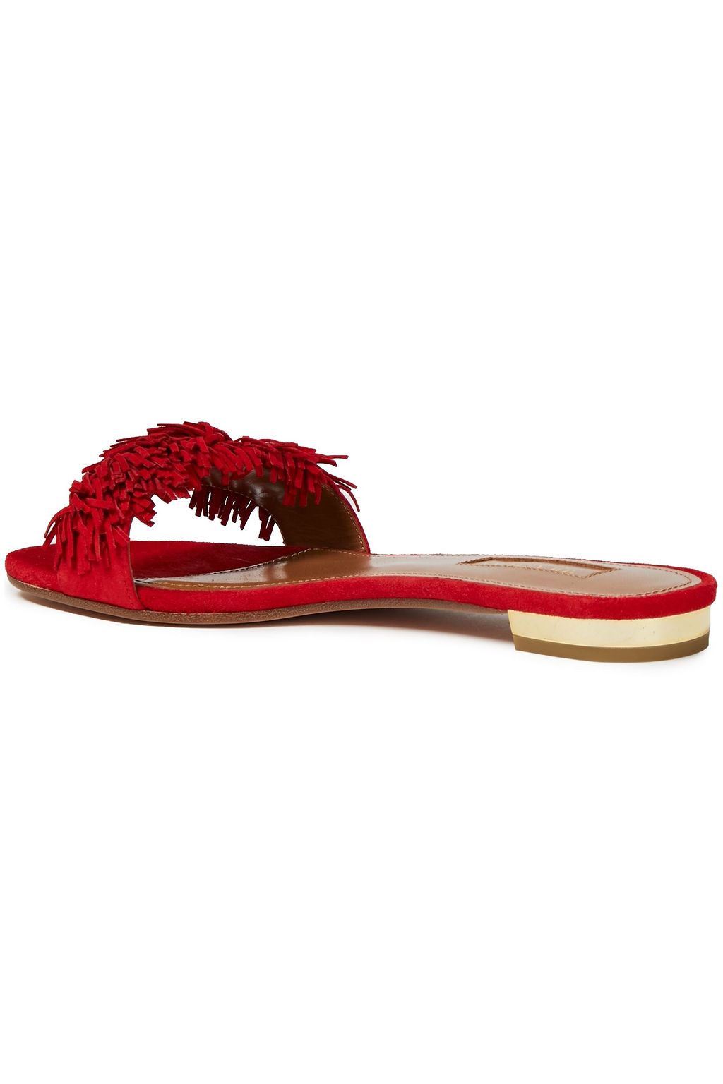 AQUAZZURA Wild Thing Pantoletten aus Veloursleder mit Fransen
