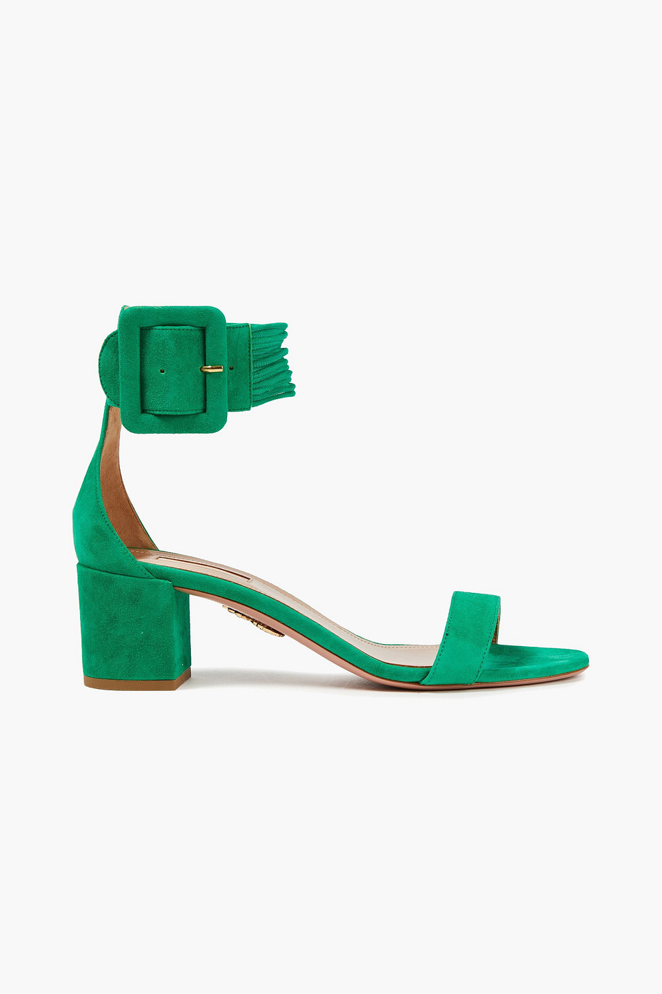 Aquazzura Woman Casablanca 50 Suede Sandals Green Size 40.5