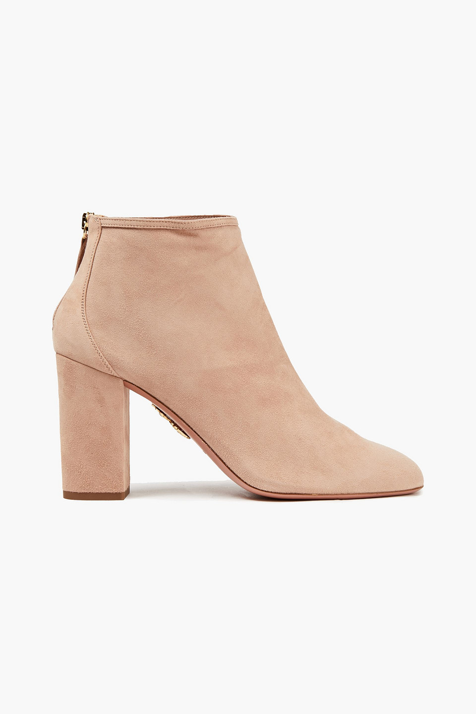 Aquazzura Woman Downtown 85 Suede Ankle Boots Blush Size 35