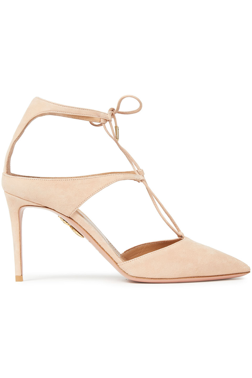 Aquazzura Woman Manhattan 85 Cutout Suede Pumps Blush Size 42