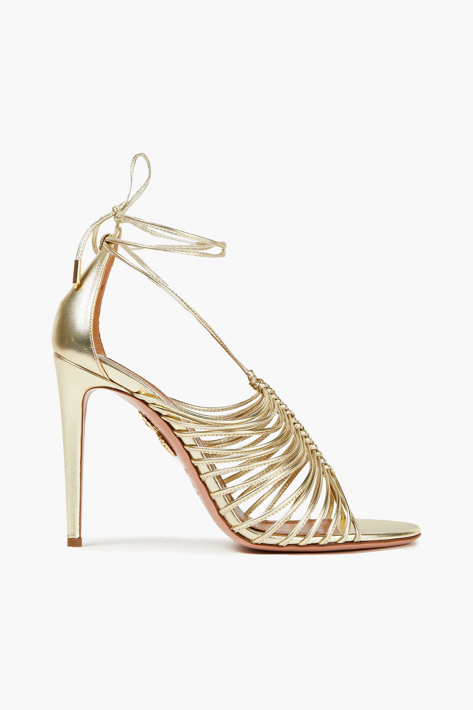 Aquazzura Woman Nadja 105 Braided Metallic Leather Sandals Gold Size 39