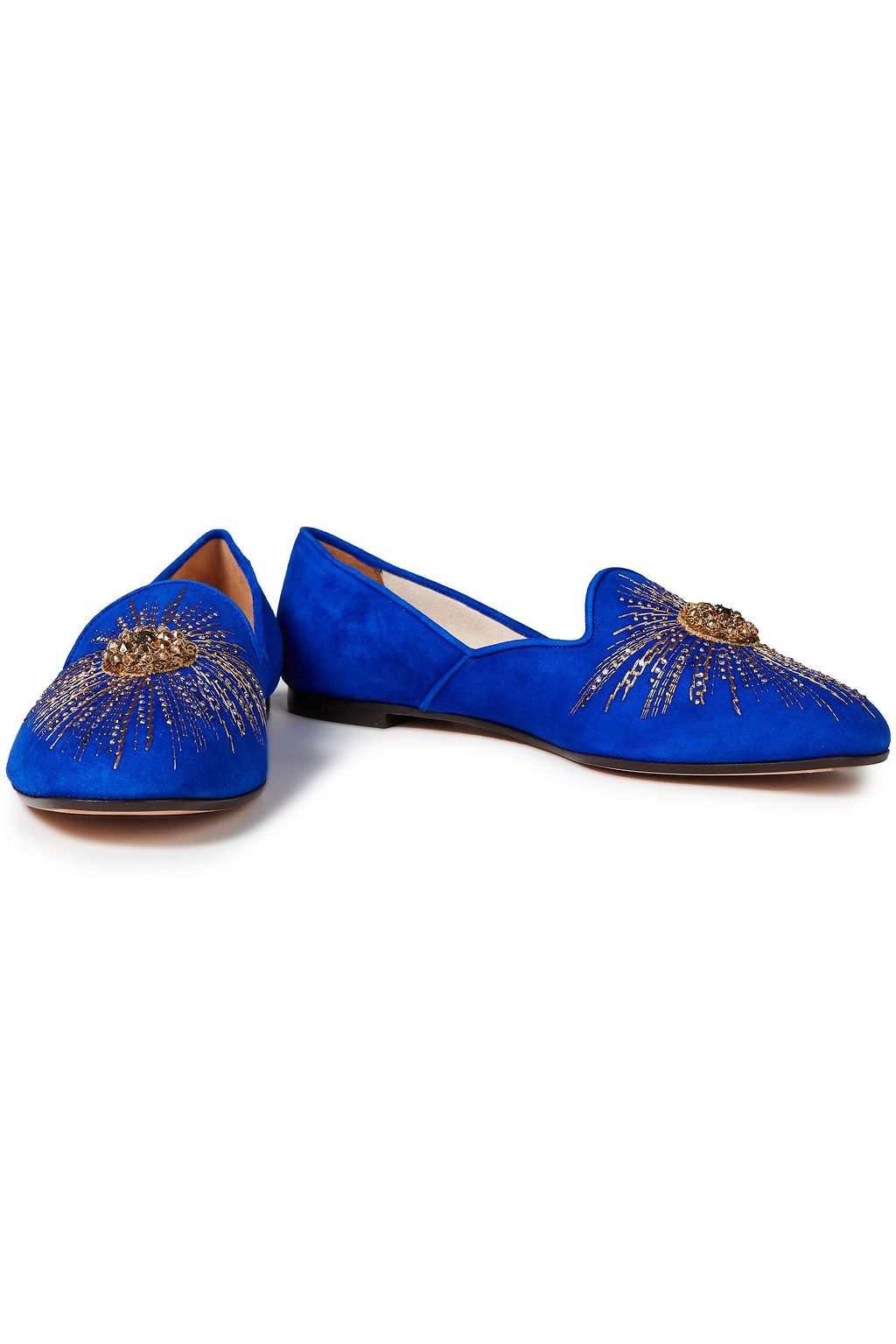 AQUAZZURA Sunlight embellished suede loafers