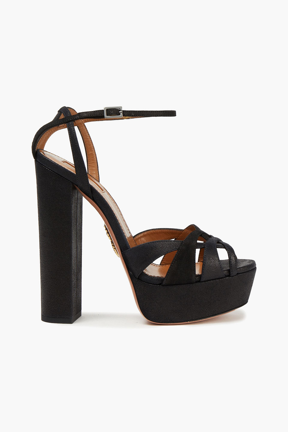 Aquazzura Woman Luna 140 Coated-suede Platform Sandals Black Size 40