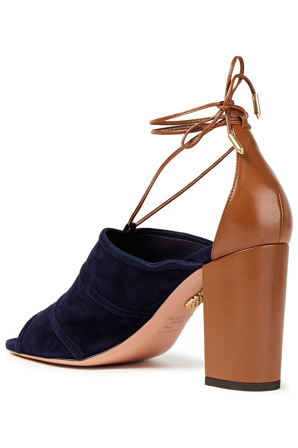 AQUAZZURA Very Eugenie 85 lace-up leather and suede sandals