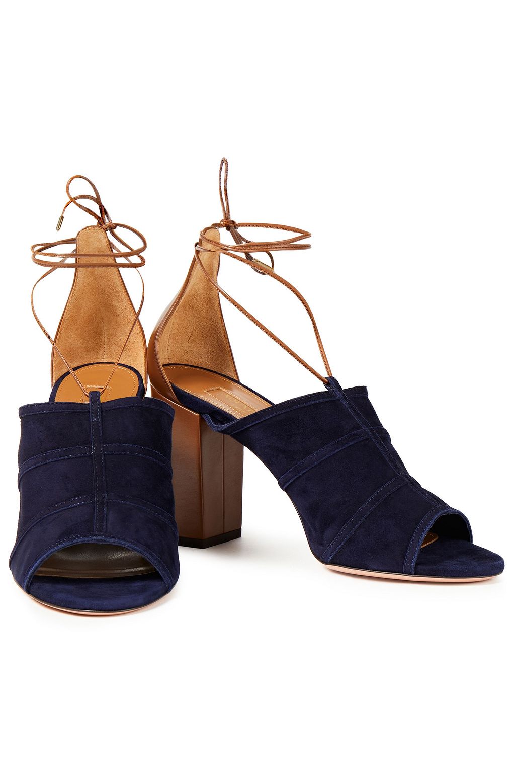 AQUAZZURA Very Eugenie 85 lace-up leather and suede sandals