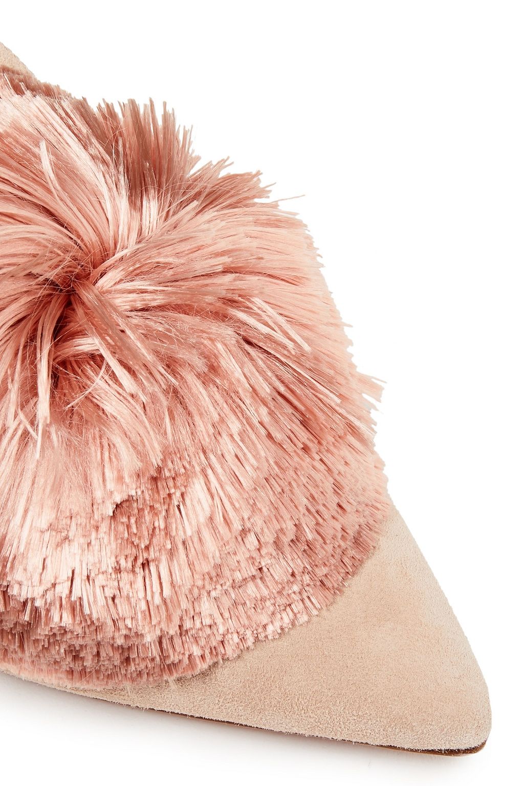 AQUAZZURA Powder Puff pompom-embellished suede mules