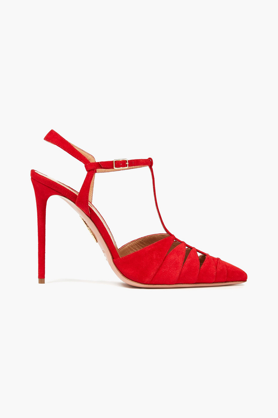 Aquazzura Woman Panthere 105 Cutout Suede Pumps Red Size 38