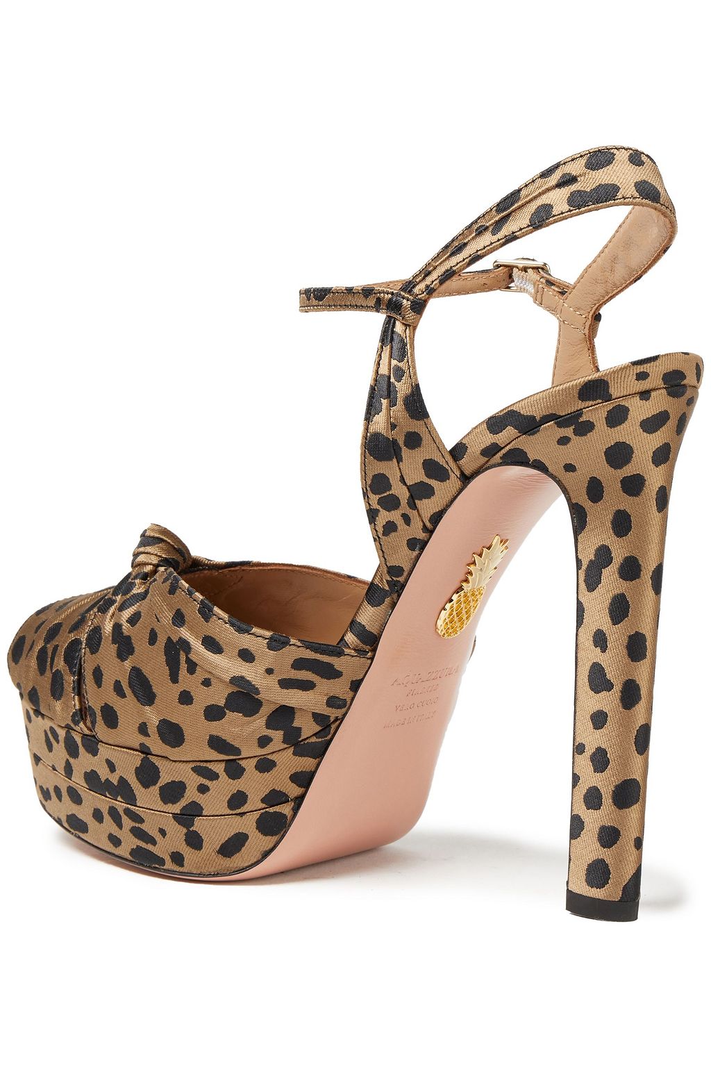 AQUAZZURA Evita 130 printed satin-jacquard platform sandals