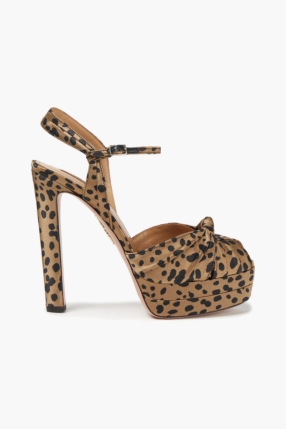 Aquazzura Woman Evita 130 Printed Satin-jacquard Platform Sandals Animal Print Size 40.5