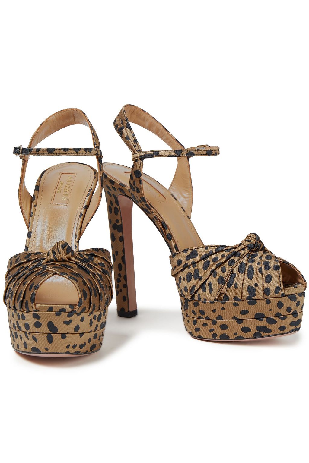 AQUAZZURA Evita 130 printed satin-jacquard platform sandals