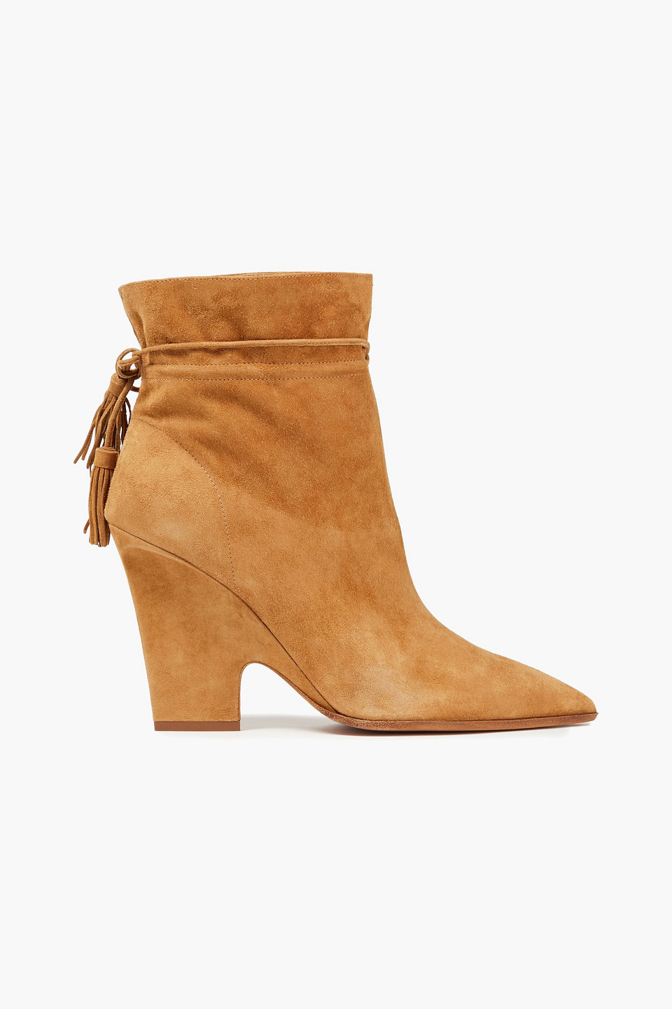 Aquazzura Woman Sartorial 95 Suede Ankle Boots Camel Size 38