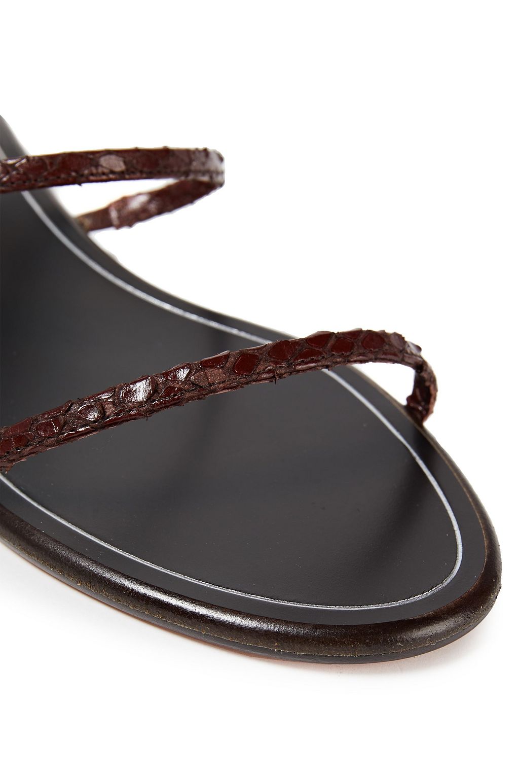 AQUAZZURA India embellished snake-effect leather sandals