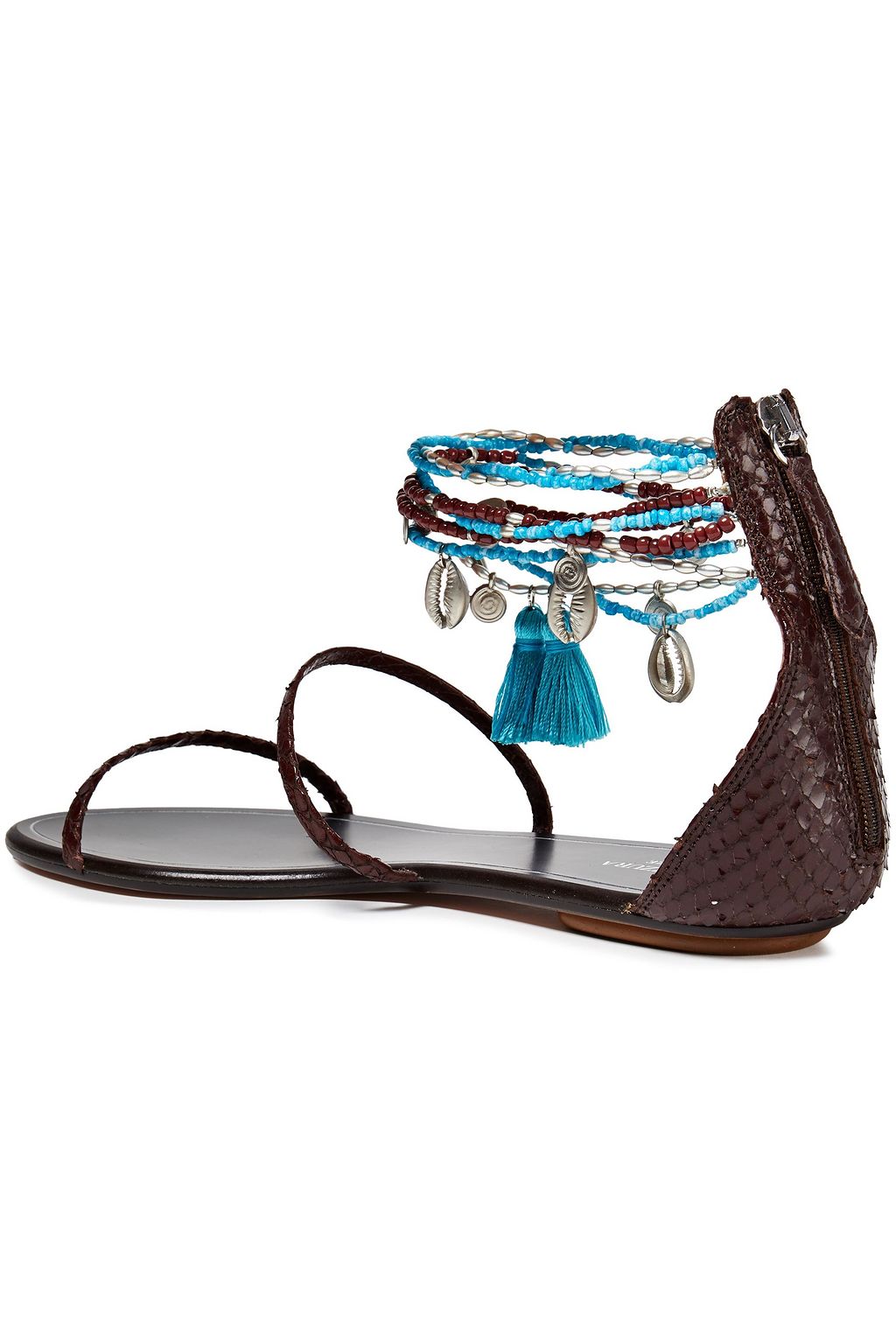 AQUAZZURA India embellished snake-effect leather sandals