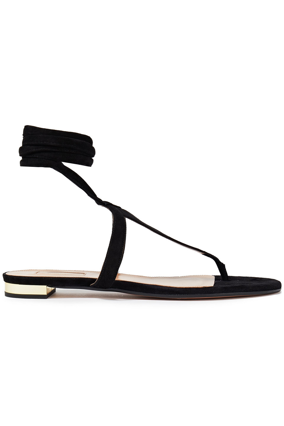 Aquazzura Woman June Suede Sandals Black Size 37.5