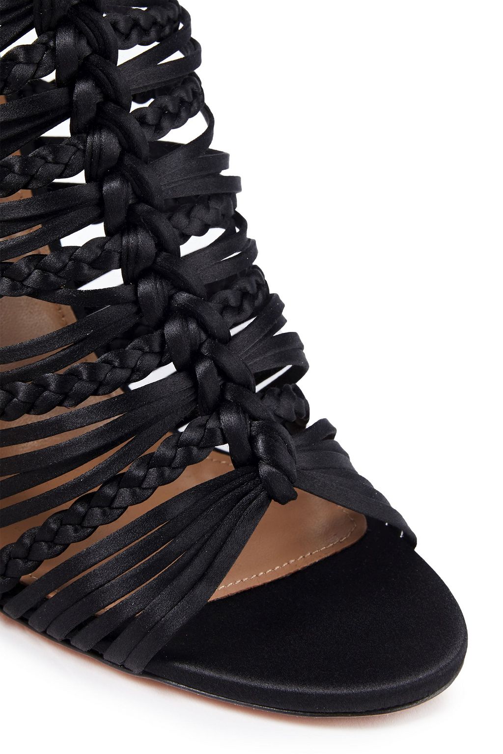 AQUAZZURA Goddess 105 braided satin sandals