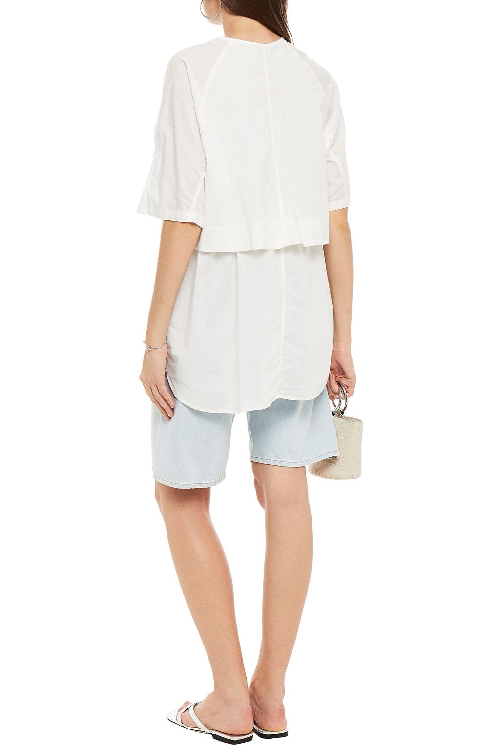 CLU Cotton jersey-paneled poplin T-shirt