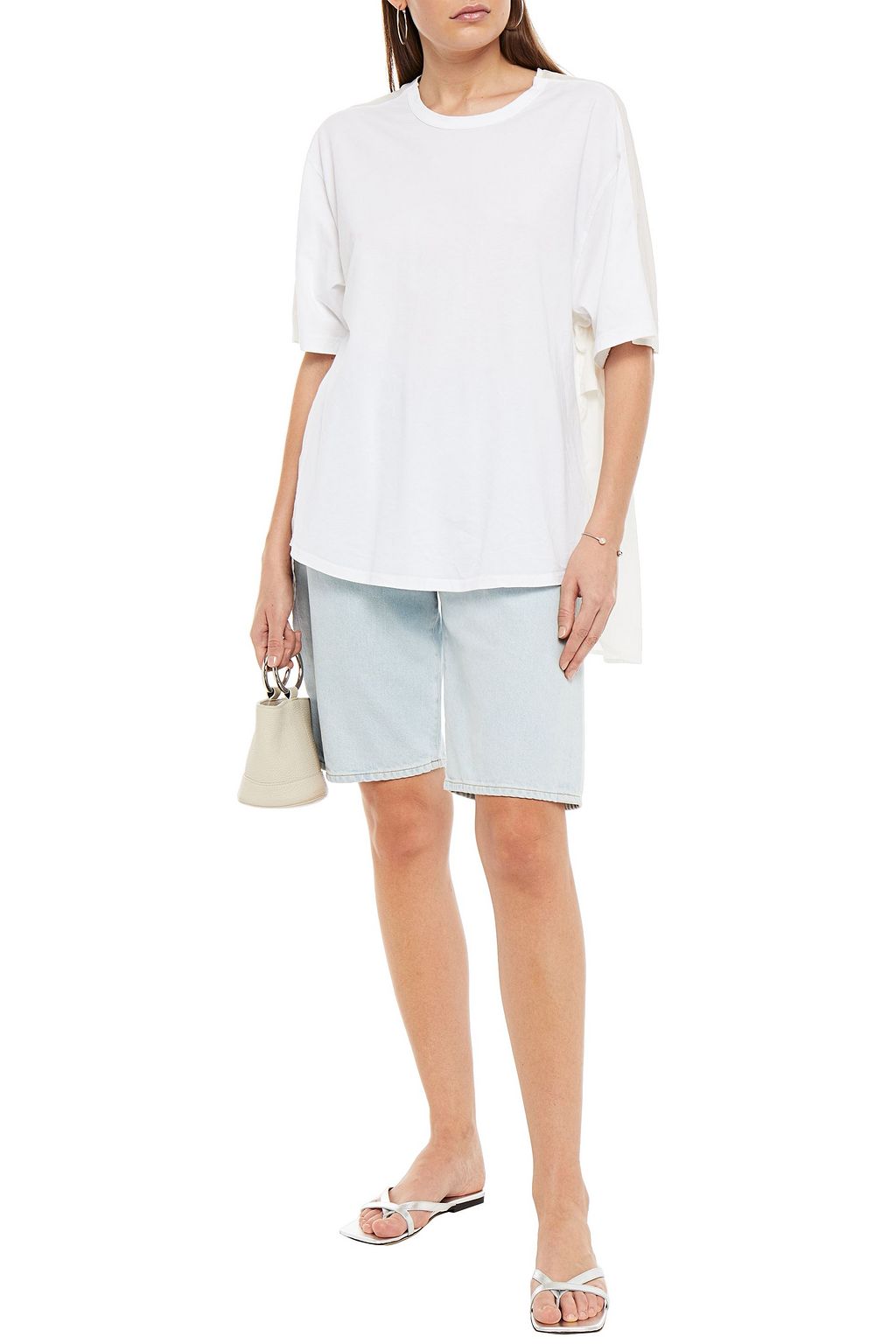 CLU Cotton jersey-paneled poplin T-shirt