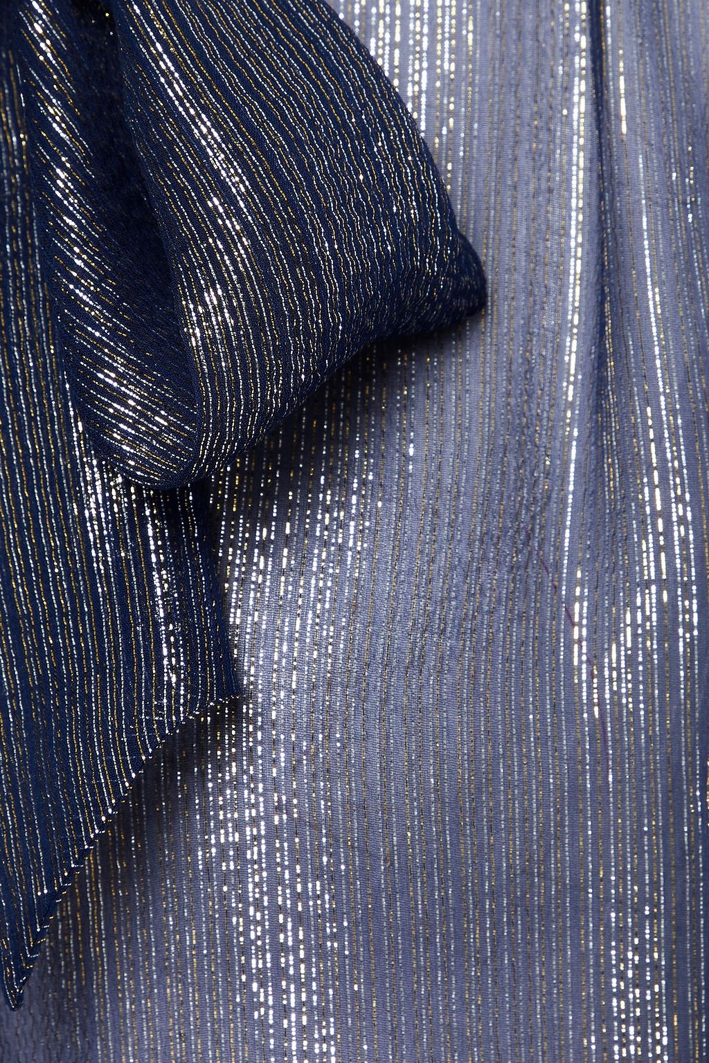 MAJE Pussy-bow metallic silk-blend chiffon blouse