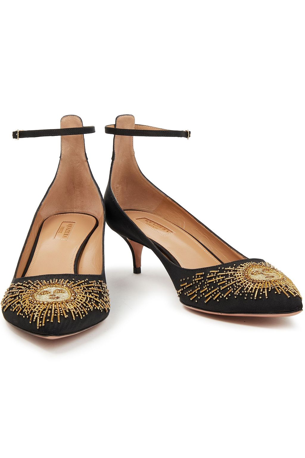 AQUAZZURA Sunlight 45 Pumps aus Moiré mit Verzierung